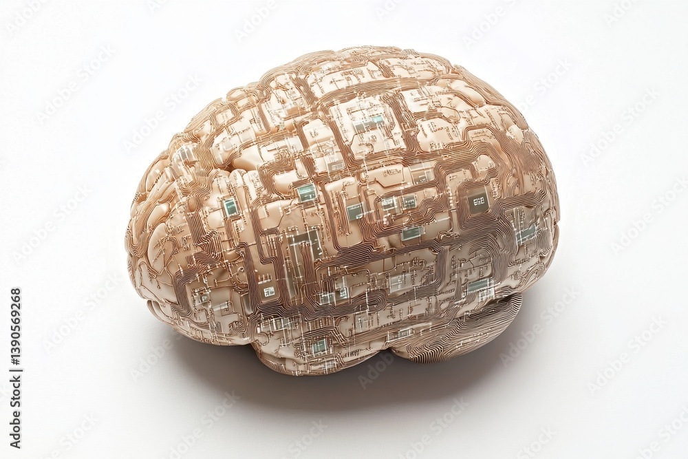 Poster exploring the intersection of digital data processing with human brain representation, digital data 