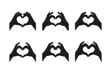 two hands forming heart vector art silhouette