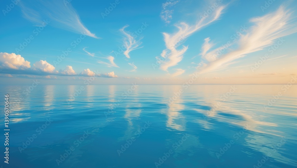 Aufkleber beautiful summer landscape panorama featuring a wide horizon view of the open sea and beach under a 