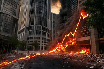 Conceptual illustration depicting a market capitalization collapse. 