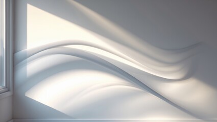 Fototapeta premium The light coming through the window illuminates the wall, casting shadow lines.