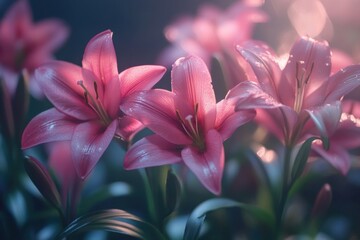 Fototapeta premium Blooming lily timelapse showcasing delicate petals and soft lighting, Bloming flower Lilly timelapse on small depth of field background
