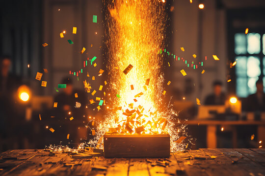 Conceptual illustration depicting a market capitalization collapse. 