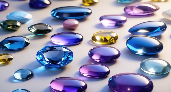 Various polished stones featuring predominant blue tones