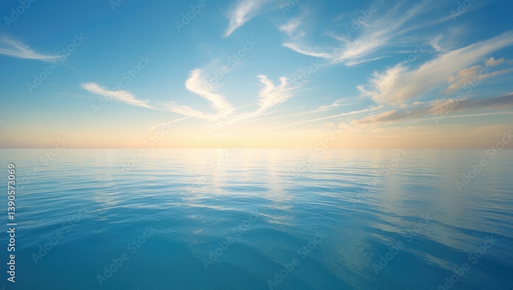 Aufkleber landscape beautiful summer panorama with wide horizon view from the shore of the open sea and beach,