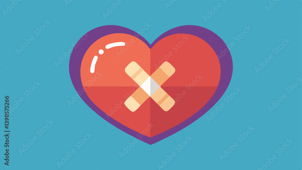 Poster healing heart a heart with a bandage on it gradually healing and glowing brightly representing the p