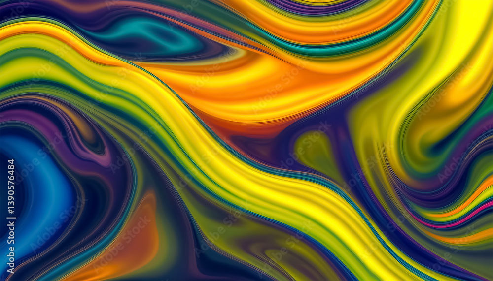 Aufkleber abstract liquid line pattern. dynamic color effect