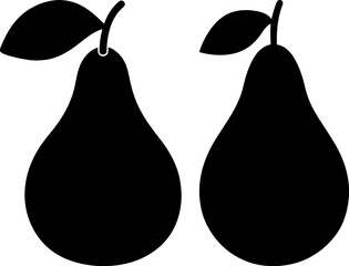Pear fruit vector and Silhouette of fruits art collection