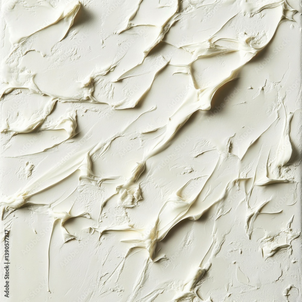 Aufkleber Textured surface of thick cream spread across canvas with strokes and patterns created during application