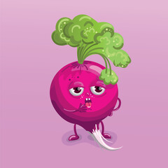 sleepy radish cartoon character. vector