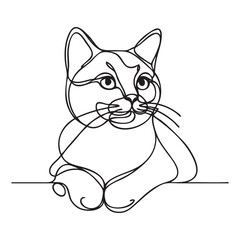 Cat continuous line drawing. One line vector drawing.
