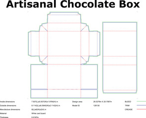 Chocolate Box Packaging Die Cut Template Blueprint With Bleed Trim And Crease Lines