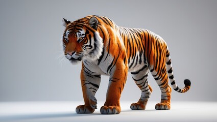 Obraz premium Tiger approaching, prowling, and gazing at the camera, isolated.