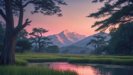 Fototapeta premium Sunset above the Mountains