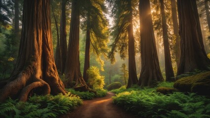 Tall Redwoods and Path in State Natural Reserve