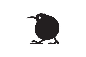 simple Kiwi bird silhouette icon vector isolated in white background