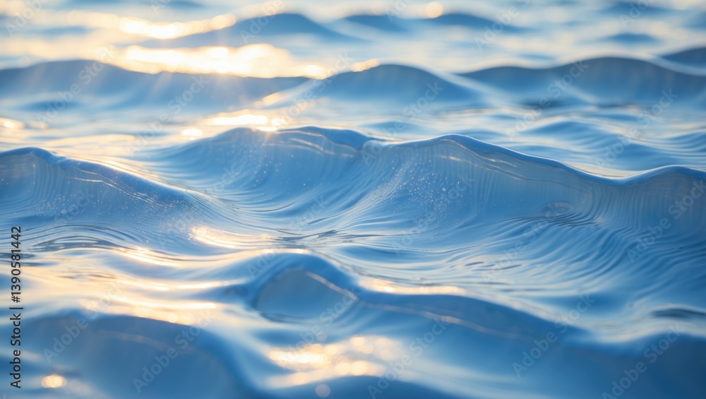 Poster blue water texture with a design of soft waves in the background