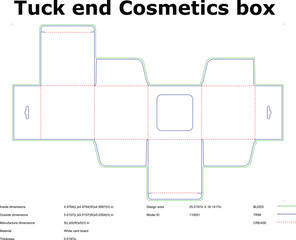 Tuck End Cosmetic Box Packaging Die Cut Template Vector With Dimensions