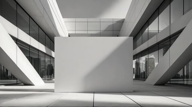 Wall sign design for a business, created to accommodate a logo, name, or sign, showcasing a contemporary black and white mockup.