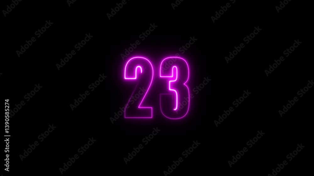 Fototapete abstract glowing neon text number countdown icon. glowing sign on black background neon number. glow