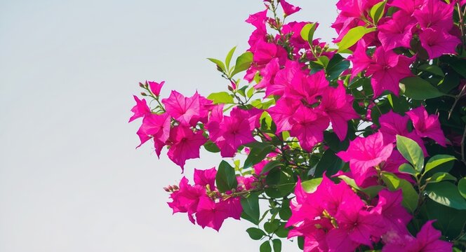 Vibrant Blooming Bougainvillea against a plain white background.
