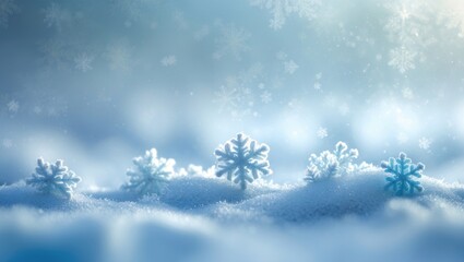 Blue abstract background with snow blur