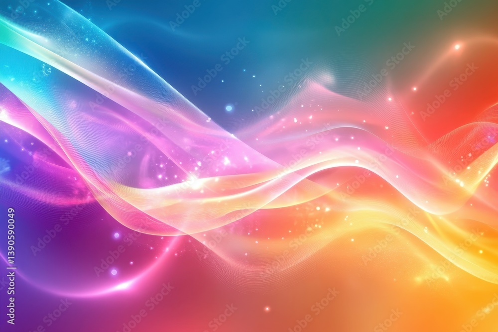 Poster colorful holographic liquid waves create an abstract motion effect with vibrant hues, colorful holog