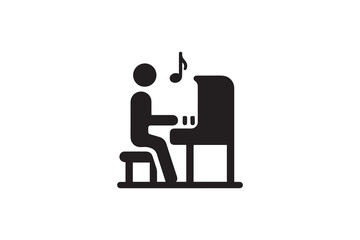 Fototapeta premium Symbol of simple Piano icon silhouette in a simple, minimalist vector on a white background
