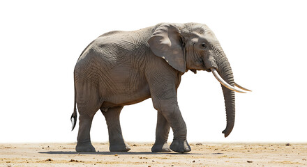 Fototapeta premium Majestic African Elephant Striding Confidently Across the Arid Savannah Plains