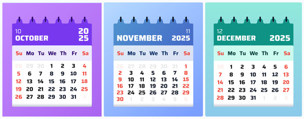 October 2025 Calendar. October september october 2025 Monthly Planner, Strategic october 2025 Time Planner. Vector illustration