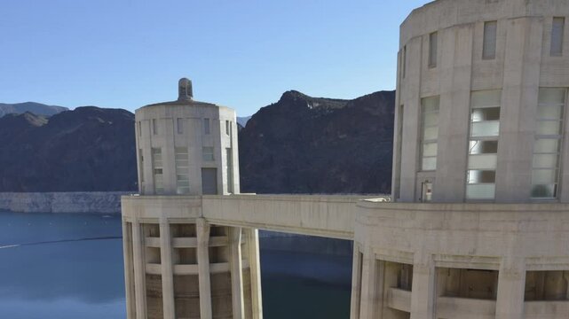 Intake towers of Hoover Dam. Hoover Dam, Arizona, Nevada, USA