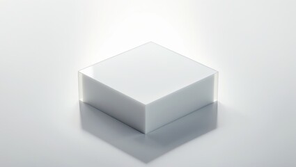 Fototapeta premium Isolated blank acrylic block on white background, viewed from above.