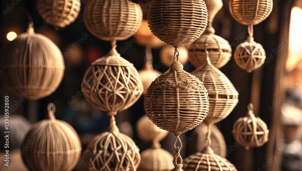 Aufkleber wicker used to create hanging light lamps. wicker craftsmanship is commonly utilized. it appears in 