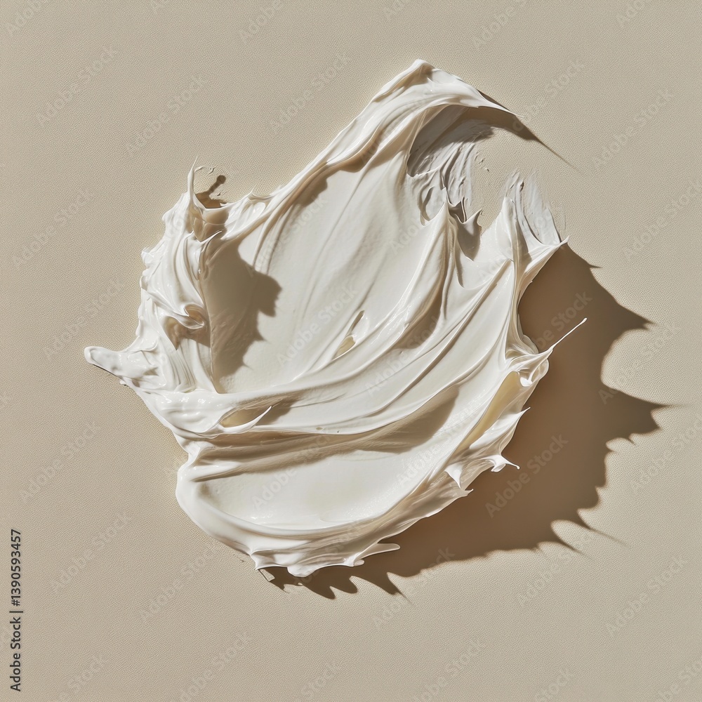 Poster creamy white substance spread on a smooth surface showcasing texture and shadow details