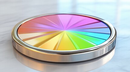 Colorful Spectrum Wheel in a Metallic Frame for Design and Creativity