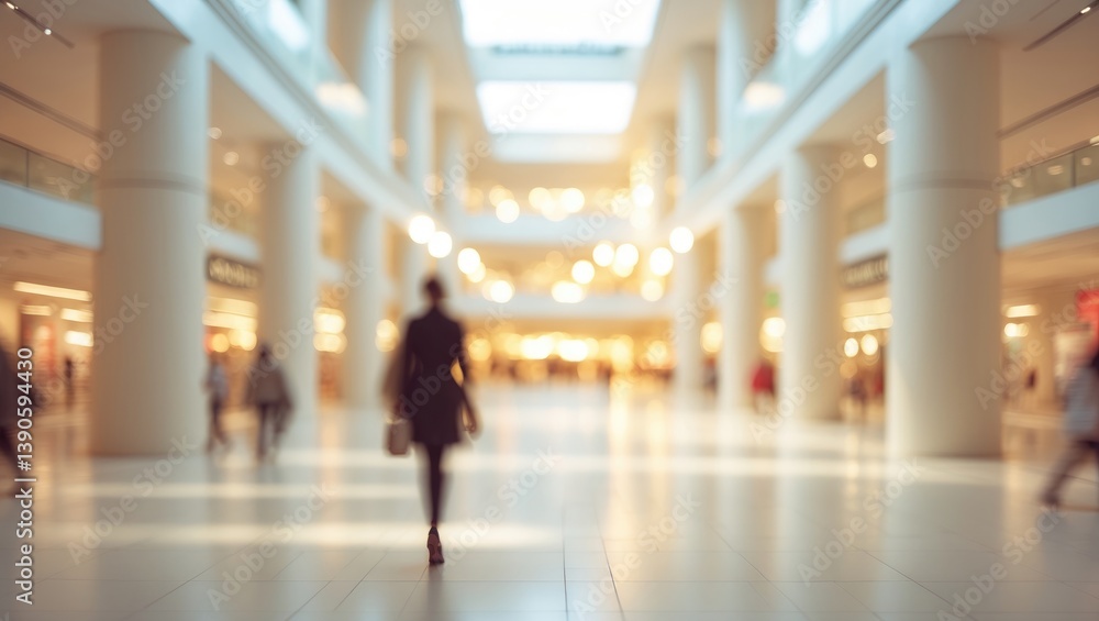 Aufkleber abstract blur with bokeh effect and defocused shopping mall background in department store