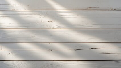 Obraz premium Horizontally positioned white wooden boards that are worn and aged.