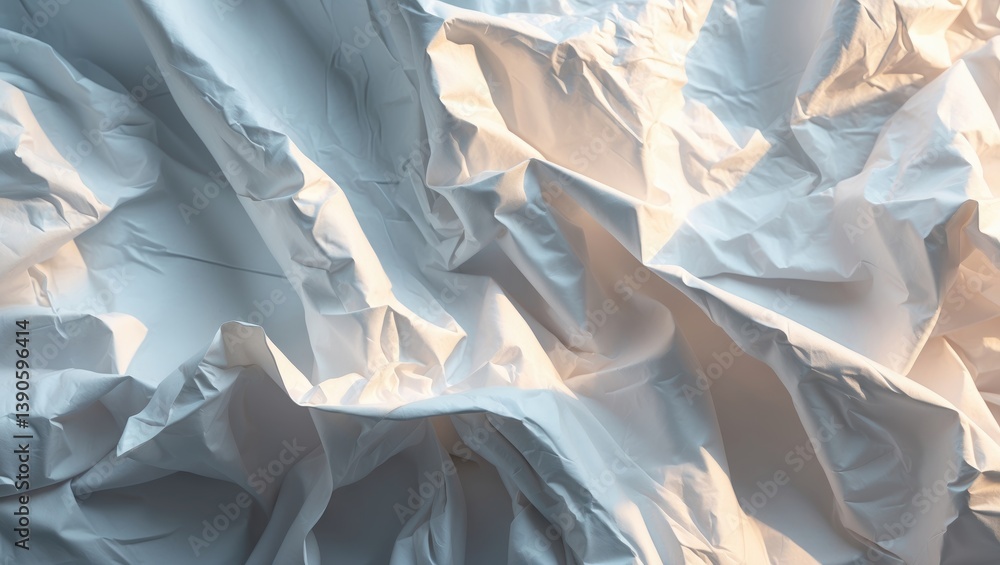 Poster crumpled paper abstract shape background with space for text on a white paper texture.