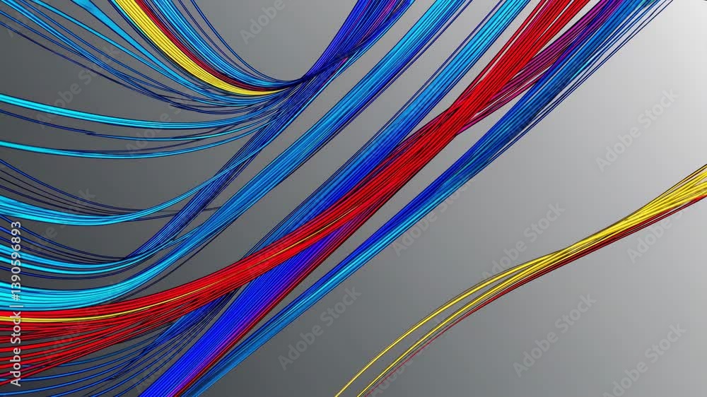 Poster dynamic, colorful lines flowing and intertwining on a gray background create a captivating abstract 