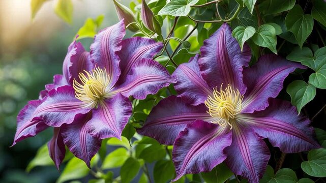 Summer garden with blooming hybrid variety