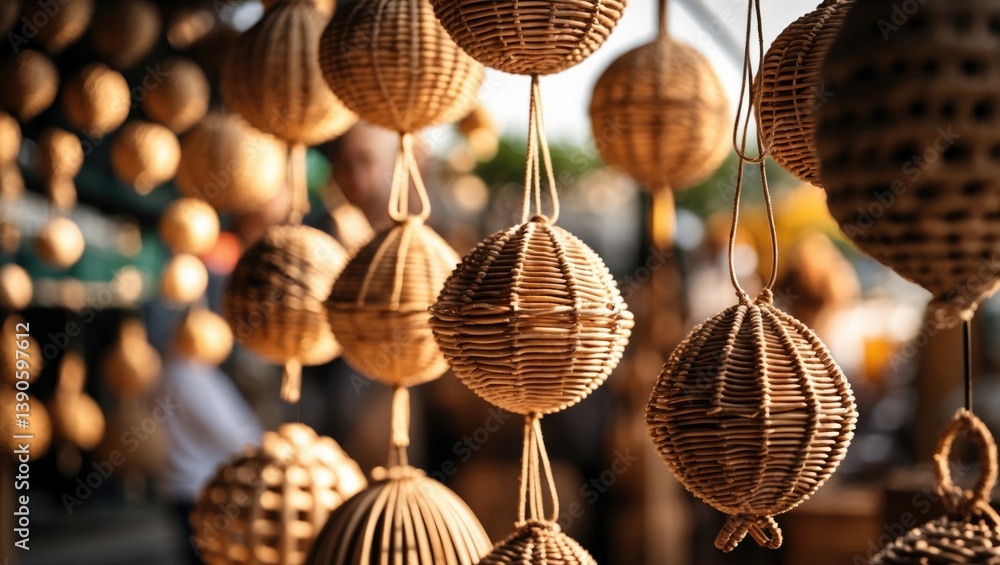 Aufkleber wicker for creating hanging light lamps. wicker craftsmanship is commonly utilized. it appears in va