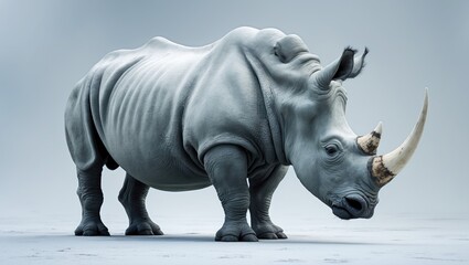 Fototapeta premium white rhinoceros ceratotherium simum set against a plain background