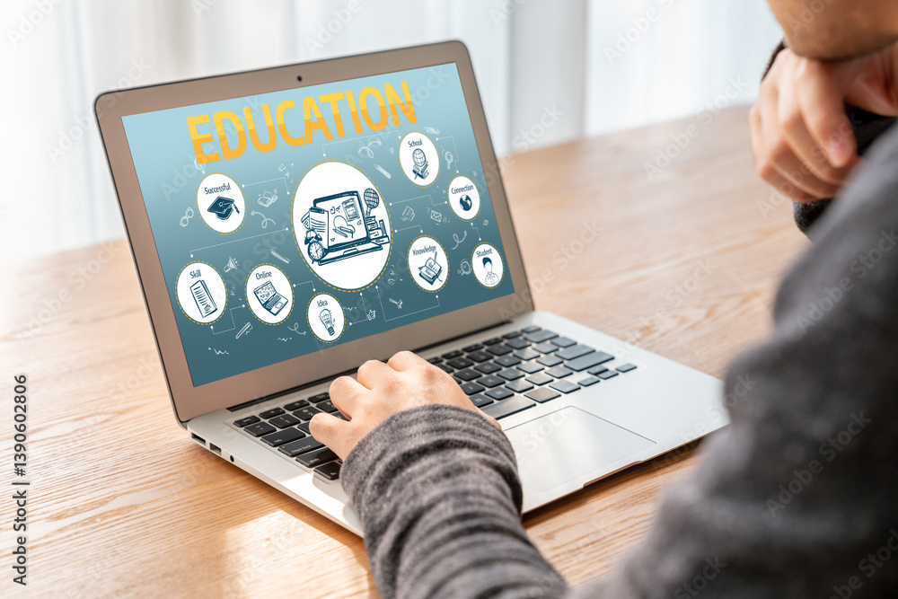 Poster e-learning website with sofware for student to study online on the internet network snugly