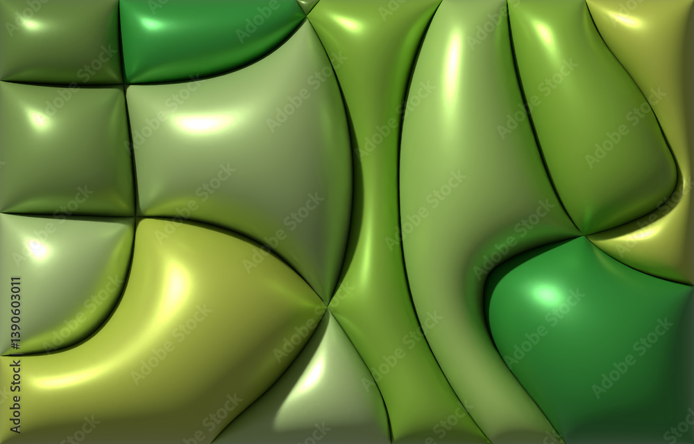 Aufkleber padded texture in various shades of green. the surface features curved and geometric shapes with hig