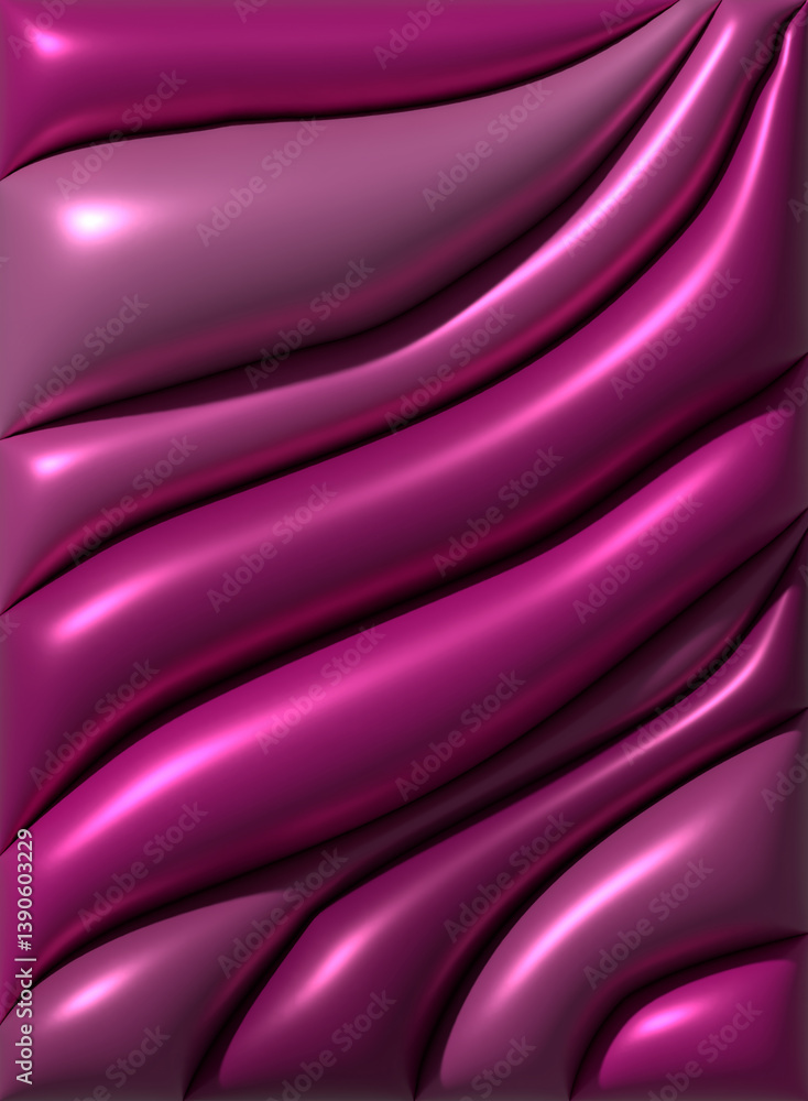 Poster flowing waves in various shades of pink. the waves create a smooth, undulating surface with highligh