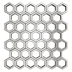 Chrome Hexagonal Mesh 3D Rendering, Perspective view