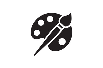 Symbol of simple paints brush palette icon silhouette in a simple, minimalist vector on a white background