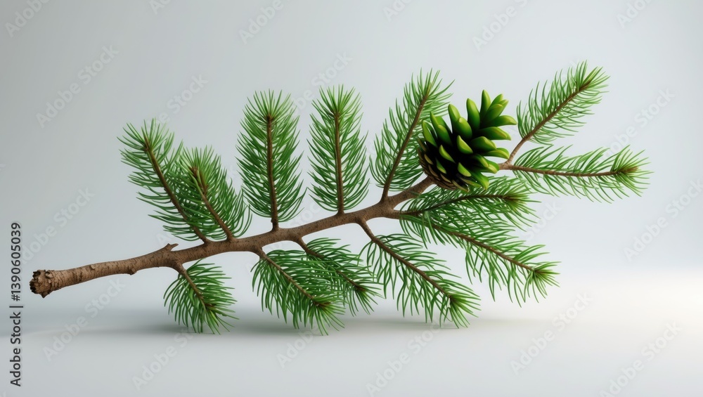 Poster a cedar twig featuring an undeveloped cone
