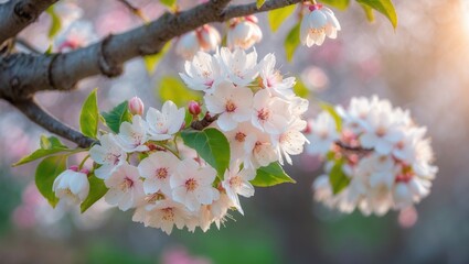 Obraz premium An impressive exhibition of gentle white blooms embellishing the branches of a tree
