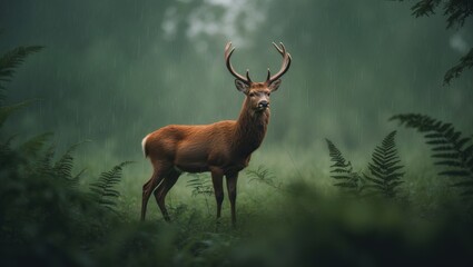 Fototapeta premium A young stag of the Red deer species